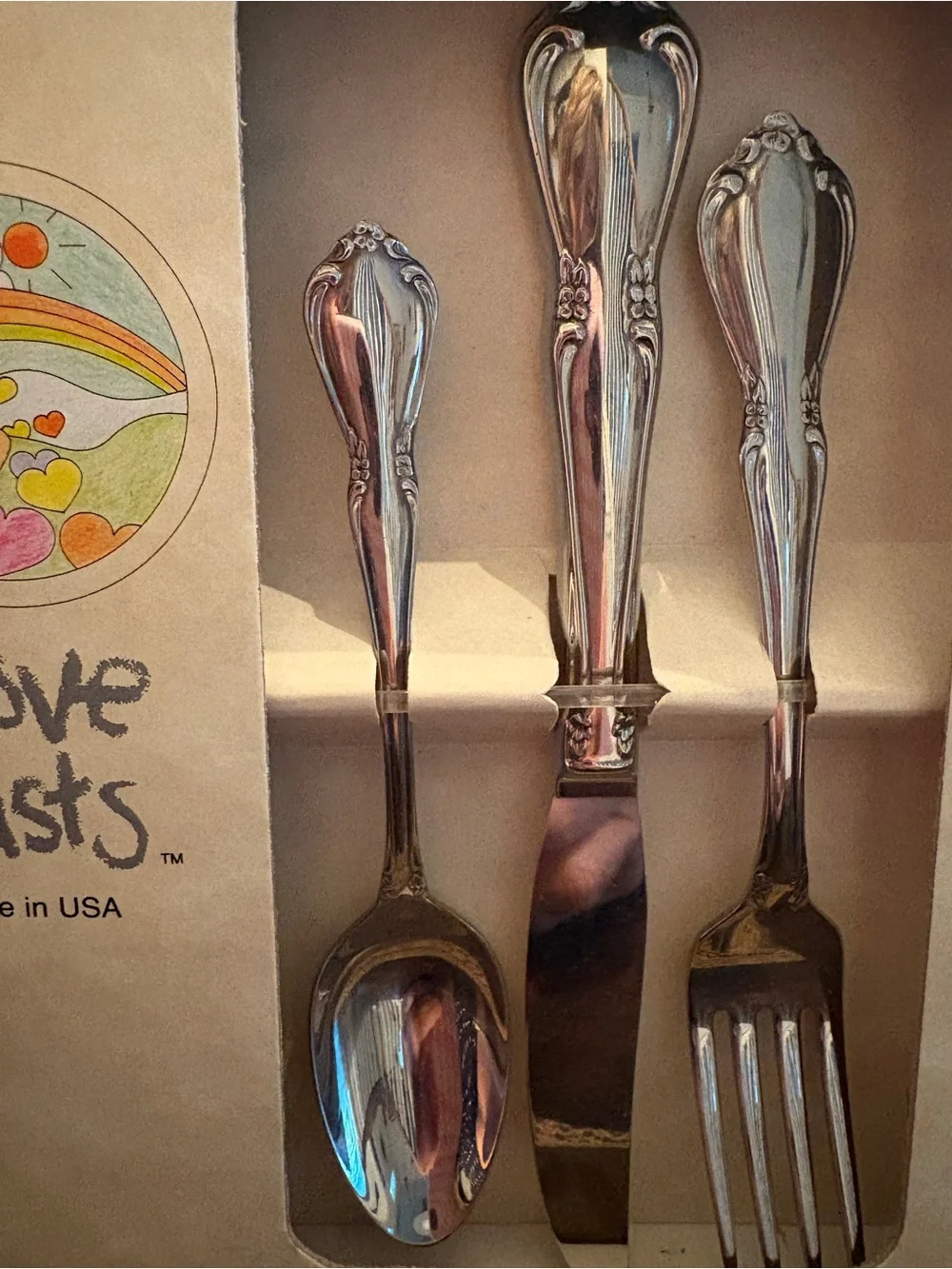 Oneida Stainless Steel Child Flatware Set with Rainbow Accent Artwork